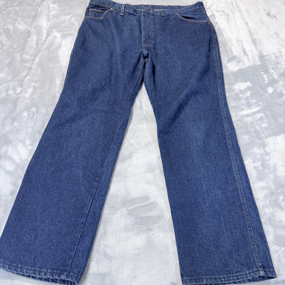 Vintage Wrangler 84418KB Mens Blue Denim Jeans Made in USA 40 Short Yellow Tag‎